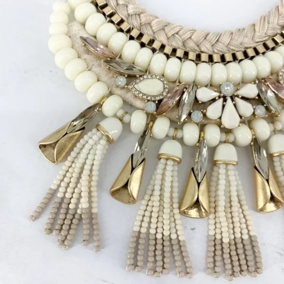 Stella & Dot | Ivory White + Vintage Gold Eloisa Statement Tassel Neckla… - Picture 11 of 15